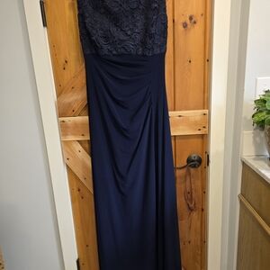 Alex Evenings Navy Lace Bodice Evening Gown